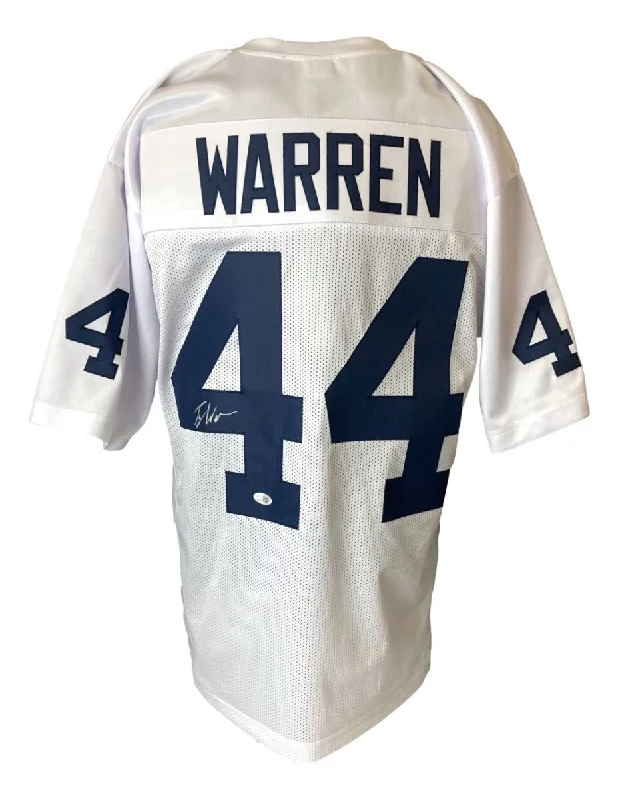 Custom soccer jersey with heat-sealed logos-Tyler Warren Penn State Signed White Football Jersey JSA