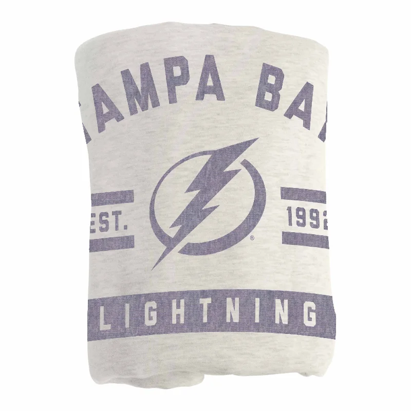 Soft team throws for cold evenings-Tampa Bay Lightning Oatmeal Sweatshirt Blanket