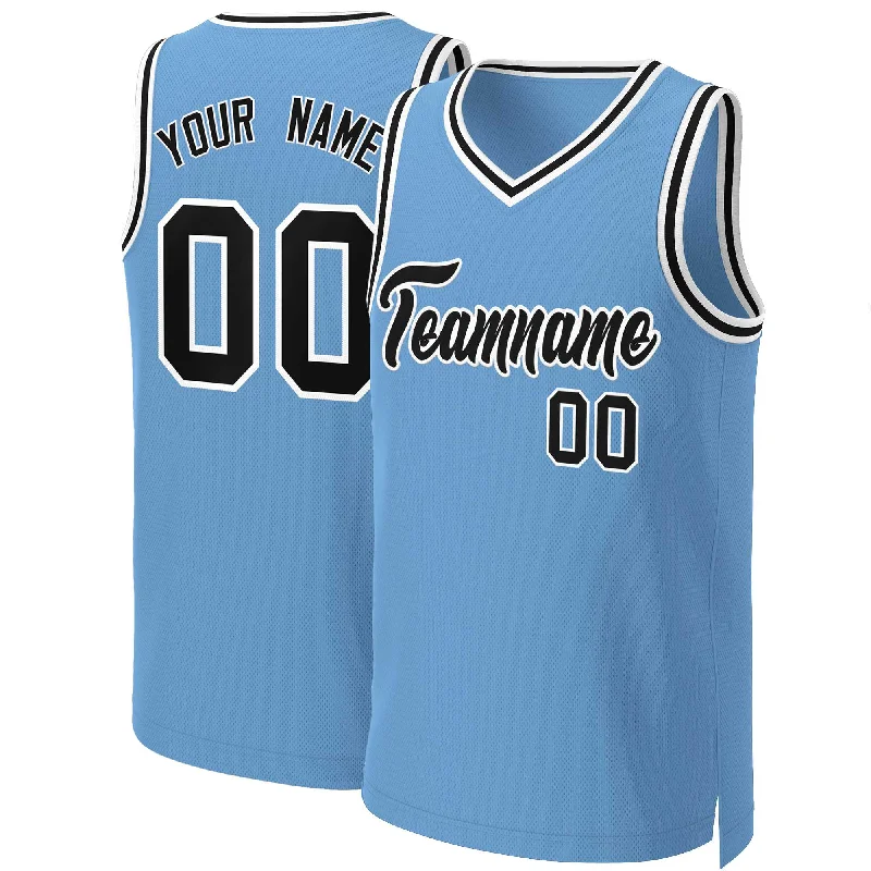 Basketball jersey with wide neck design for easy wear-Custom Light Blue Black-White Classic Tops Basketball Jersey