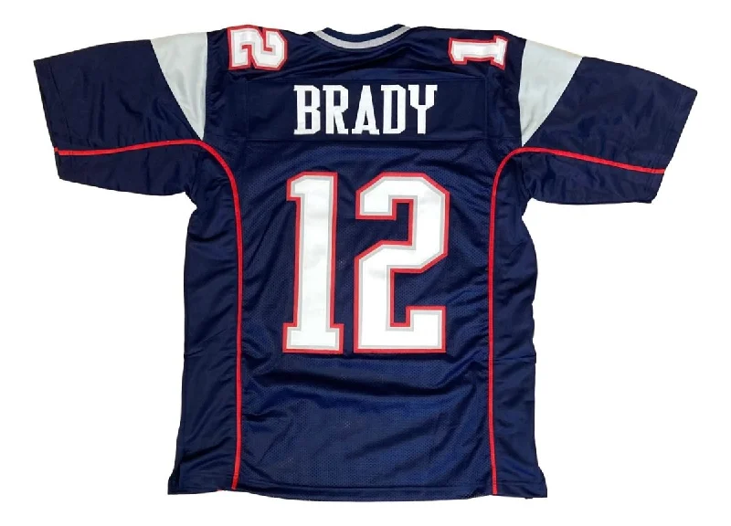 Custom soccer jersey with fully sublimated graphics-Tom Brady New England Blue Football Jersey