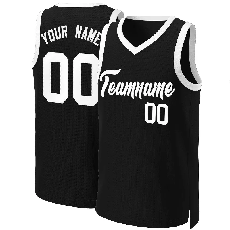 Basketball jersey for fans with team logos-Custom Black White Classic Tops Basketball Jersey