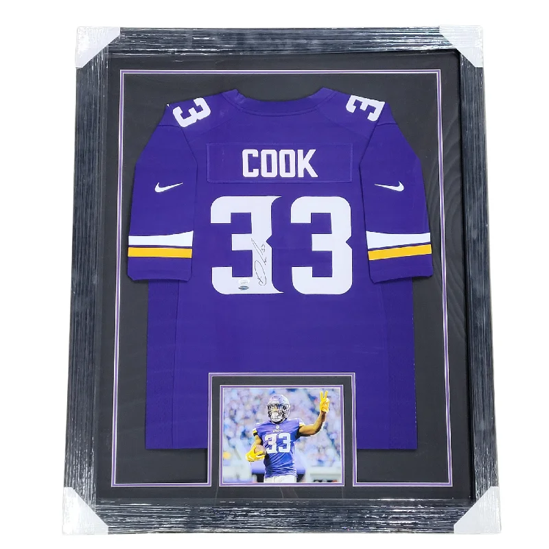 Soccer jersey for amateur teams with custom features-Dalvin Cook Signed & Professionally Framed Nike Purple Football Jersey