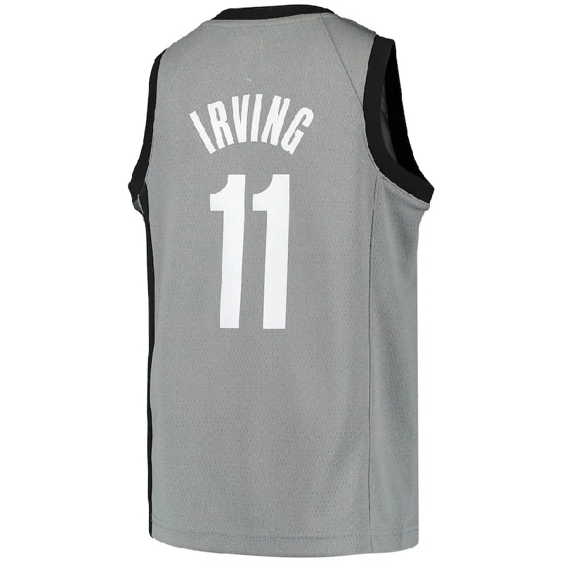 Basketball jersey with lightweight mesh fabric for ventilation-B.Nets #11 Kyrie Irving Jordan Brand 2020-21 Swingman Player Jersey Gray Statement Edition Stitched American Basketball Jersey