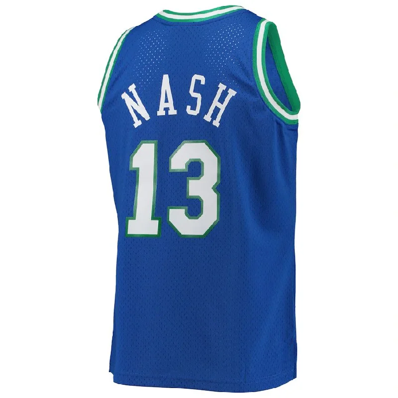 Custom basketball jersey with mesh panels for breathability-D.Mavericks #13 Steve Nash Mitchell & Ness Hardwood Classics Swingman Jersey Blue Stitched American Basketball Jersey