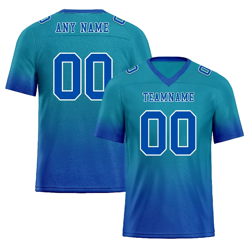 Soccer jersey with an ergonomic fit for better performance-Custom Dark Teal Blue Fade Fashion Personalized Authentic Football Jersey FBJ02-D06101