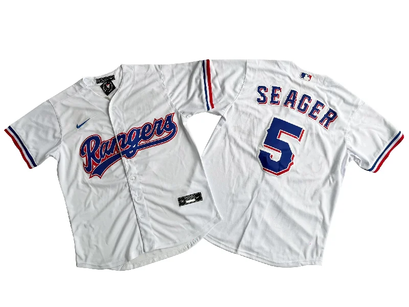 Lightweight baseball jersey for summer games-Men's Texas Rangers 5# Corey Seager White Player Jersey