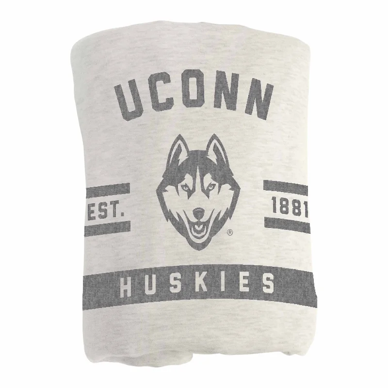 Team logo tablecloths for sports parties-UConn Oatmeal Sweatshirt Blanket