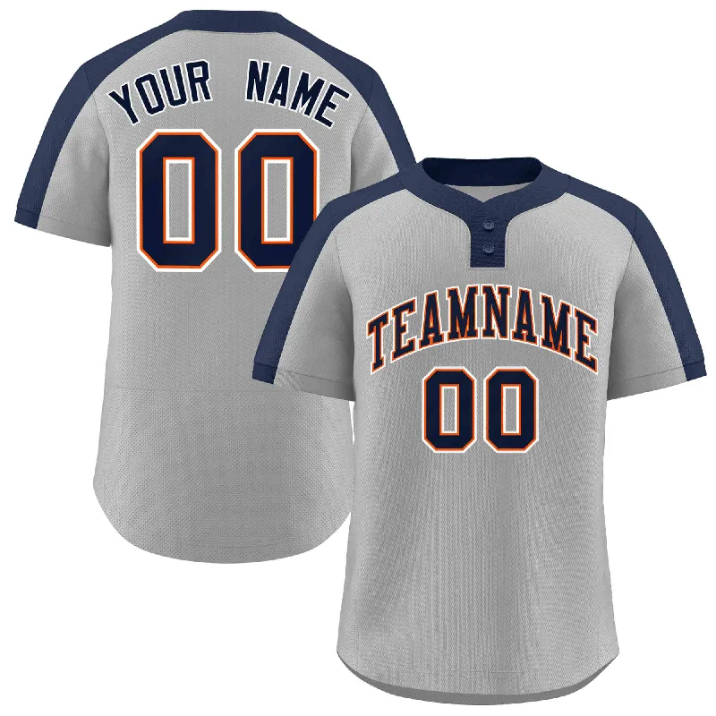 Baseball jersey with retro color schemes for nostalgia-Custom Gray Navy-Orange Classic Style Authentic Two-Button Baseball Jersey