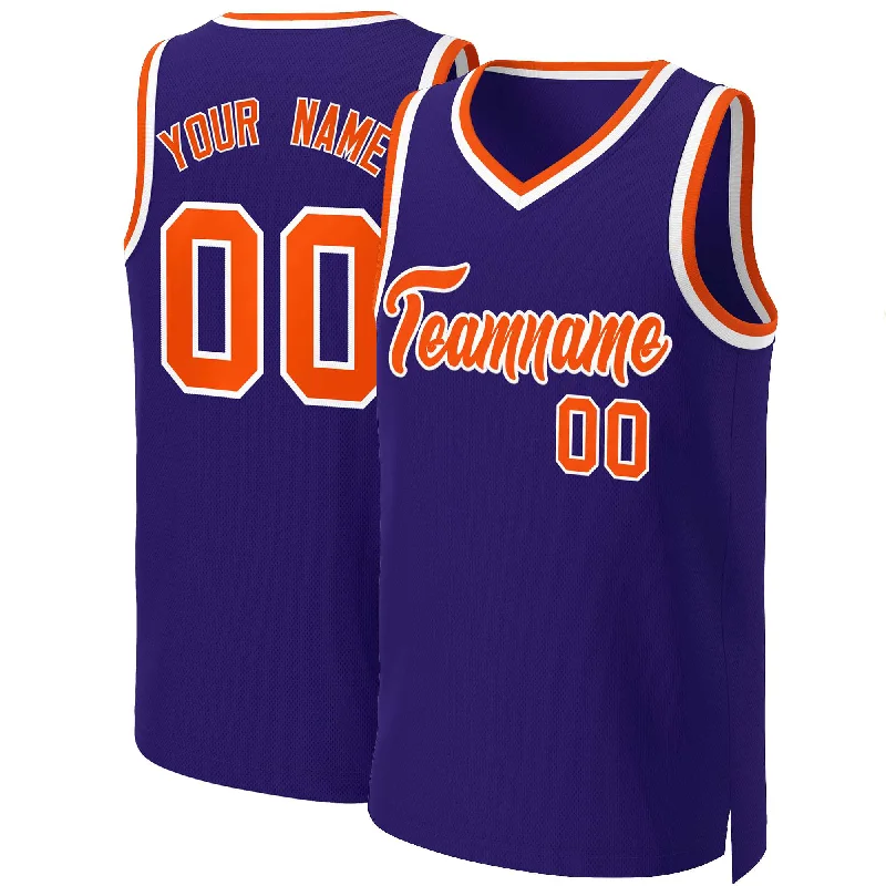 Custom basketball jersey with player number on sleeves-Custom Purple Orange-White Classic Tops Basketball Jersey