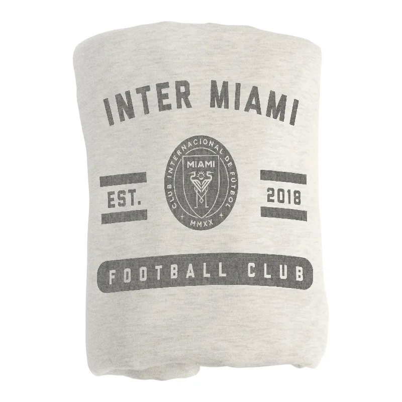 Team logo room accessories for fan spaces-Inter Miami FC Oatmeal Sweatshirt Blanket