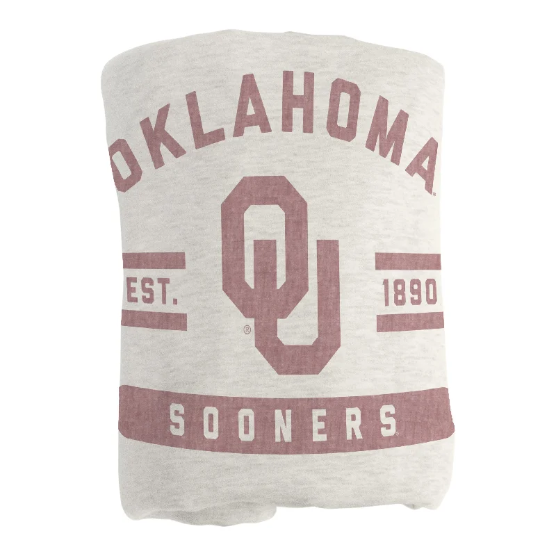 Custom team duffel bags with home textile options-Oklahoma Oatmeal Sweatshirt Blanket