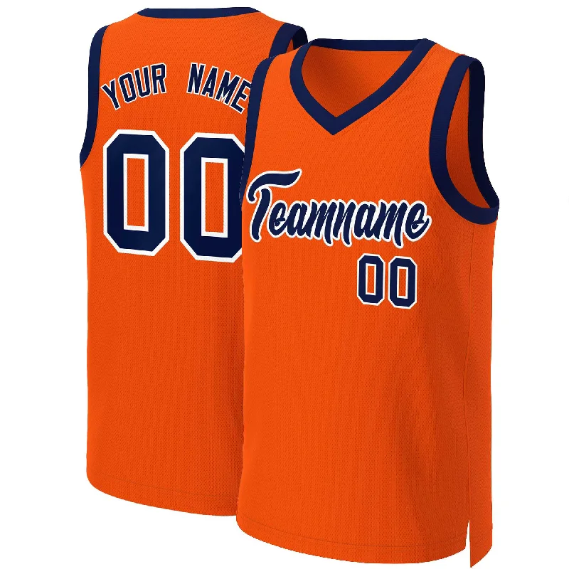 Custom basketball jersey with moisture-control fabric-Custom Orange Navy-White Classic Tops Basketball Jersey