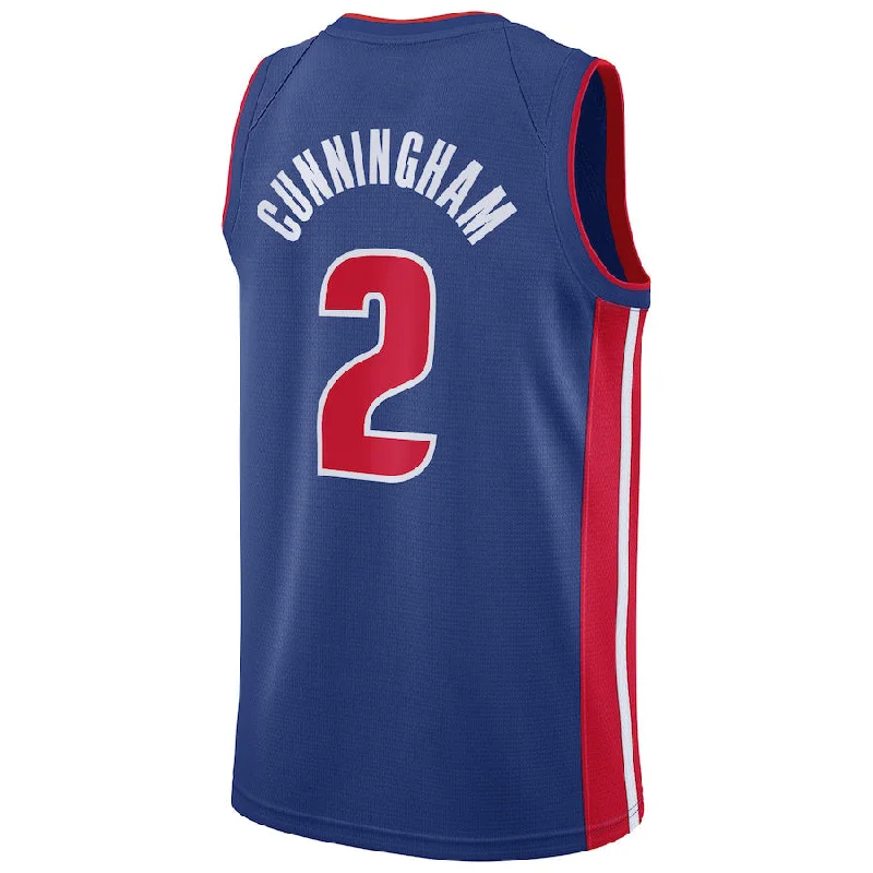 High-quality basketball jersey for youth leagues-D.Pistons #2 Cade Cunningham 2021 Draft First Round Pick Swingman Jersey Blue Icon Edition Stitched American Basketball Jersey