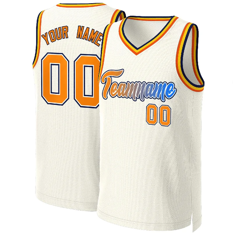 Basketball jersey for professional teams-Custom Khaki Orange-White Classic Gradient Fashion Tops Basketball Jersey