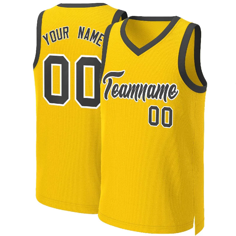 Custom basketball jersey for kids with vibrant designs-Custom Yellow Black-White Classic Tops Basketball Jersey