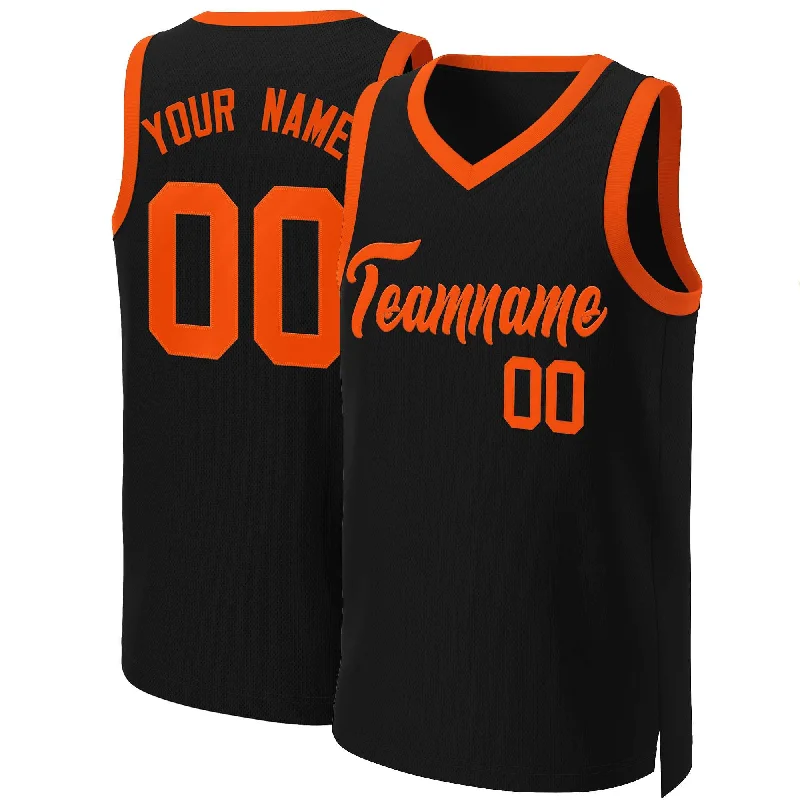 Custom home or away basketball jersey for teams-Custom Black Orange Classic Tops Basketball Jersey