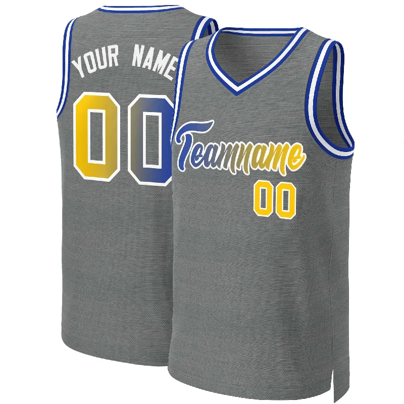 Basketball jersey for fans with team logos-Custom Dark Gray Royal-White Classic Gradient Fashion Tops Basketball Jersey