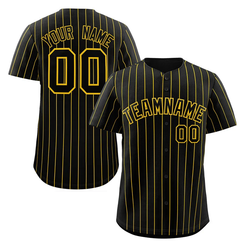 Baseball jersey with breathable design for hot weather-Custom Black Yellow Stripe Fashion Authentic Baseball Jersey