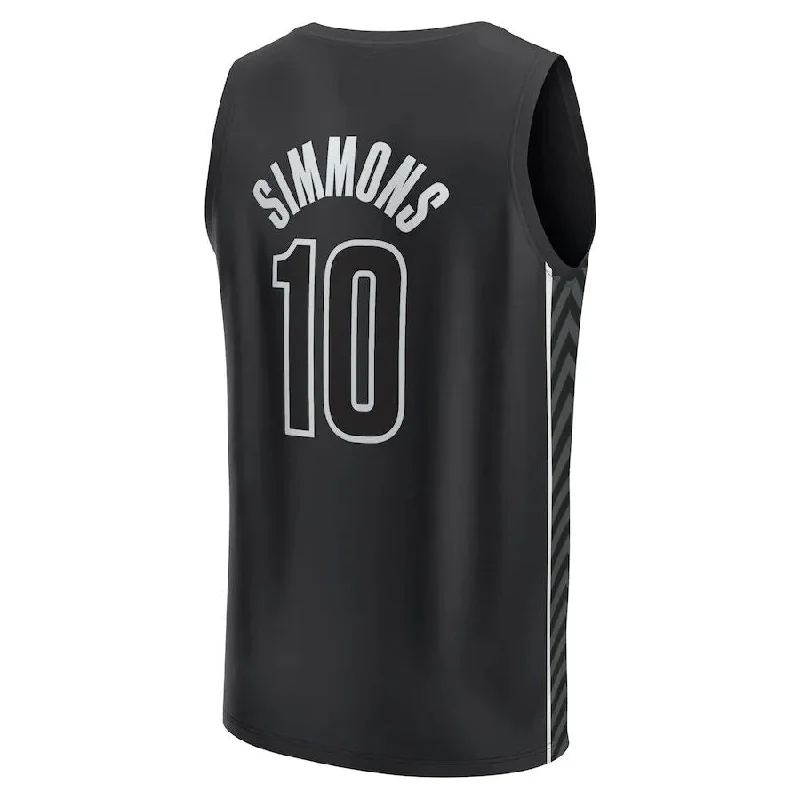 Basketball jersey with deep neck design for ventilation-B.Nets #10 Ben Simmons Fanatics Branded 2022-23 Fast Break Player Jersey Black Statement Edition Stitched American Basketball Jersey