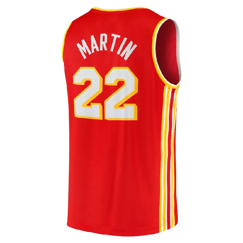 Custom basketball jersey for team spirit wear-A.Hawks #22 Tyrese Martin Fanatics Branded 2021-22 Fast Break Replica Jersey Icon Edition Red Stitched American Basketball Jersey