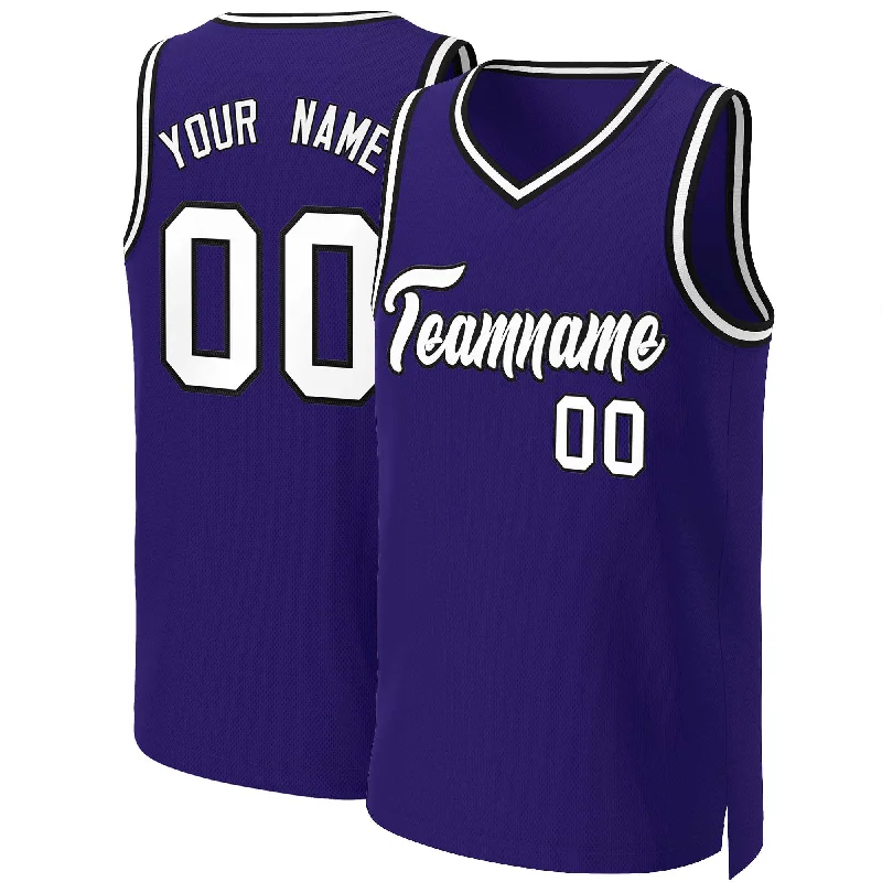 Basketball jersey with durable fabric for long-lasting use-Custom Purple White-Black Classic Tops Basketball Jersey