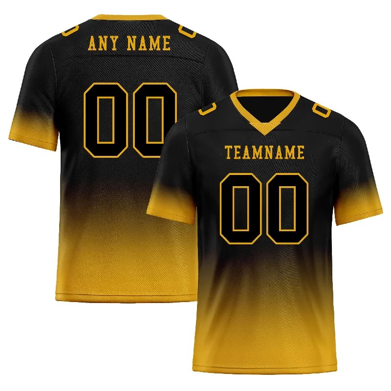 Soccer jersey with comfortable fabric for all-day wear-Custom Black Yellow Fade Fashion Personalized Authentic Football Jersey FBJ02-D06084