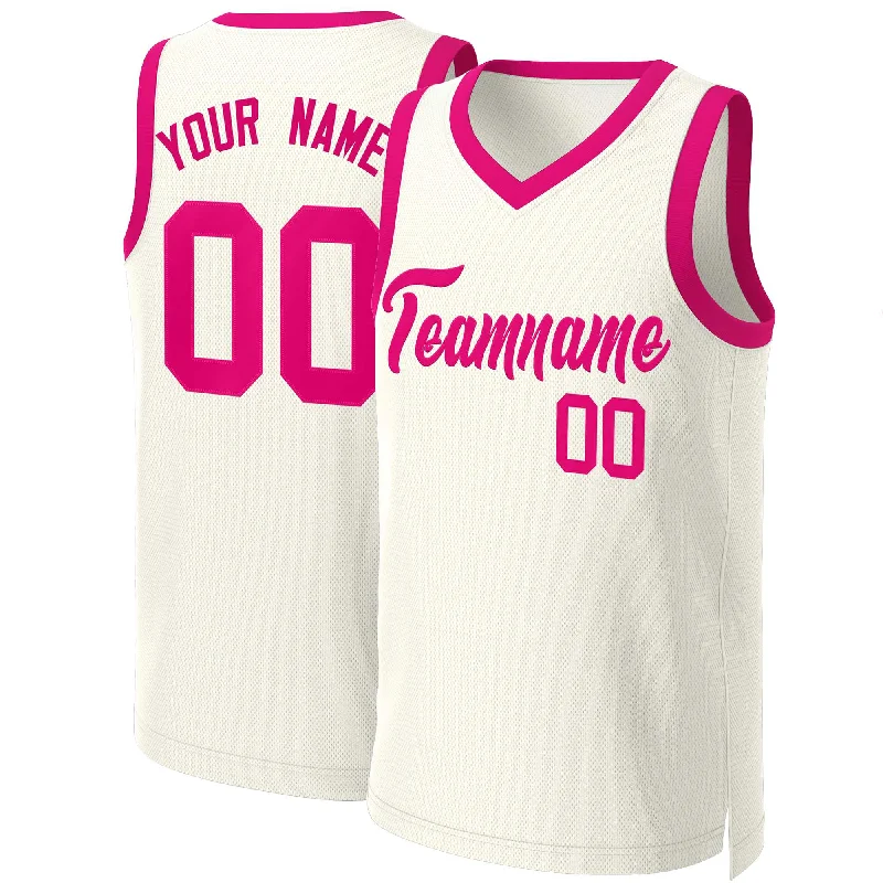 Personalized basketball jersey for kids-Custom Khaki Pink Classic Tops Basketball Jersey