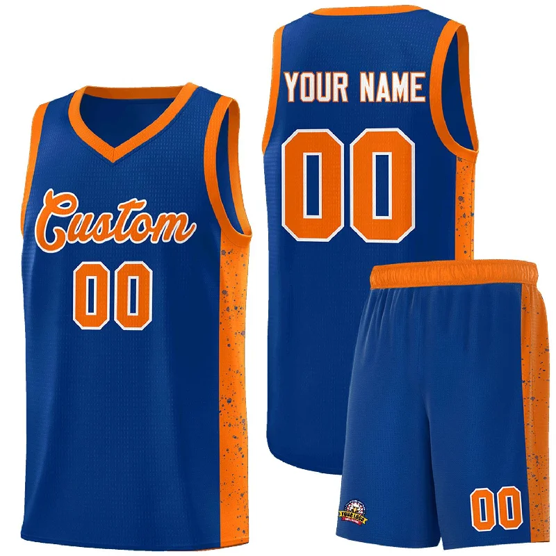 Basketball jersey with vibrant team colors-Custom Royal Orange-White Side Splash Sports Uniform Basketball Jersey