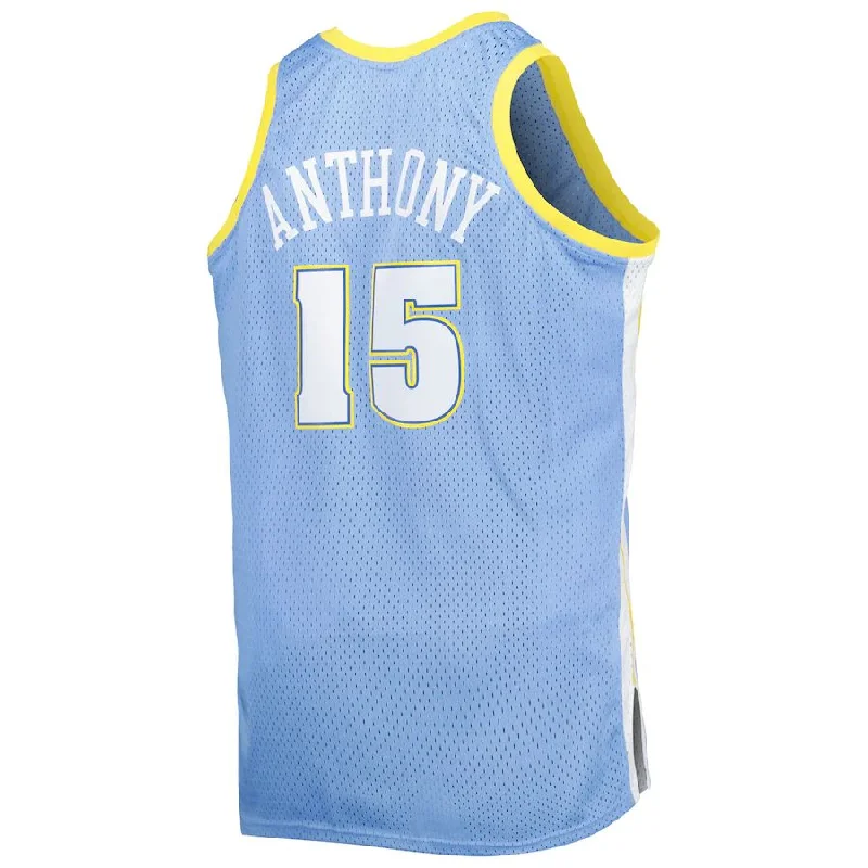 Youth basketball jersey with team number-D.Nuggets #15 Carmelo Anthony Mitchell & Ness Big & Tall Hardwood Classics 2003-04 Swingman Jersey Powder Blue Stitched American Basketball Jersey