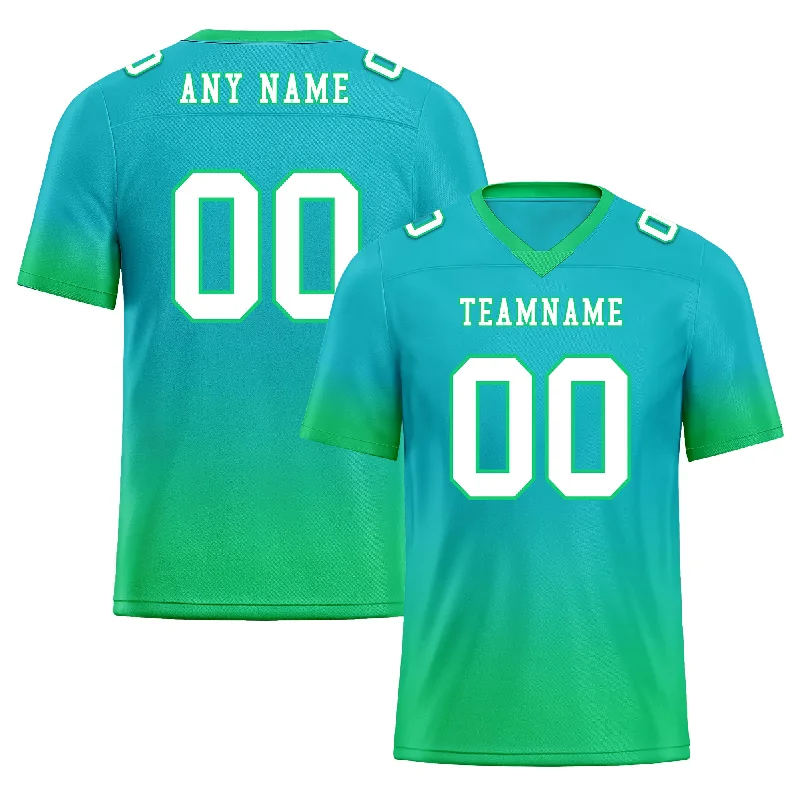 High-performance soccer jersey for athletes-Custom Turquoise Mint Green Fade Fashion Personalized Authentic Football Jersey FBJ02-D06081