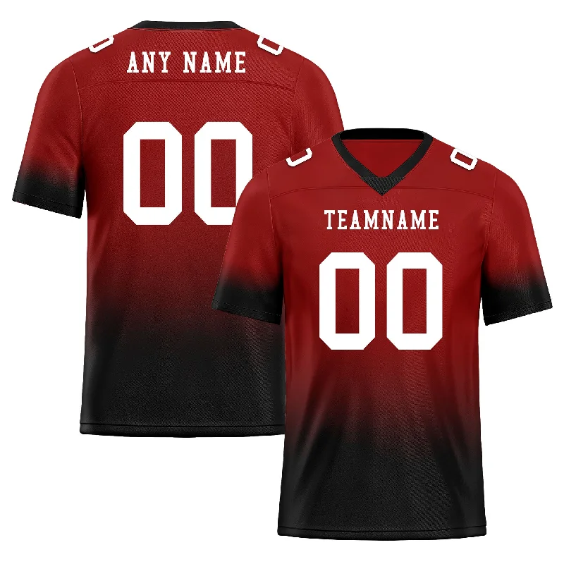 Soccer jersey with moisture-wicking lining for comfort-Custom Black Red Fade Fashion Personalized Authentic Football Jersey FBJ02-D06098