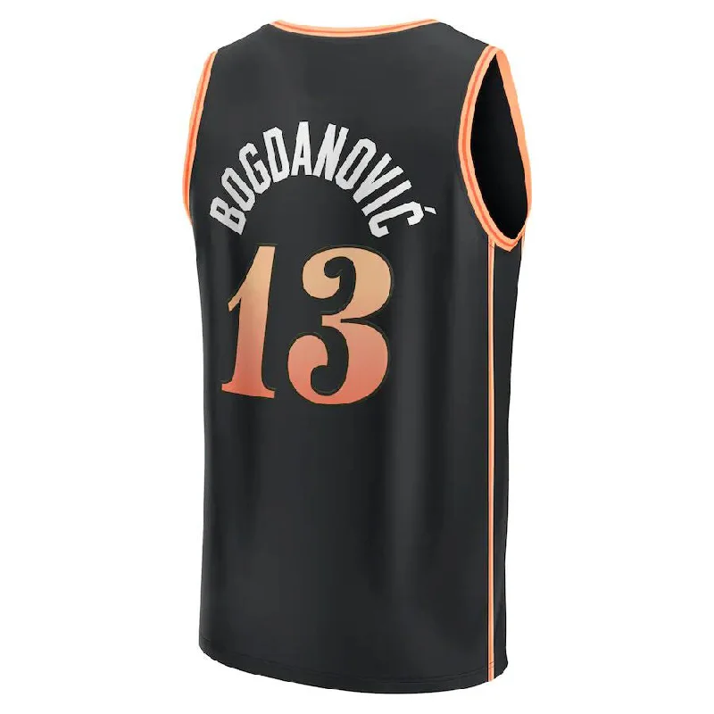 Personalized basketball jersey for team competitions-A.Hawks #13 Bogdan Bogdanovic Fanatics Branded 2022-23 Fastbreak Jersey City Edition  Black Stitched American Basketball Jersey