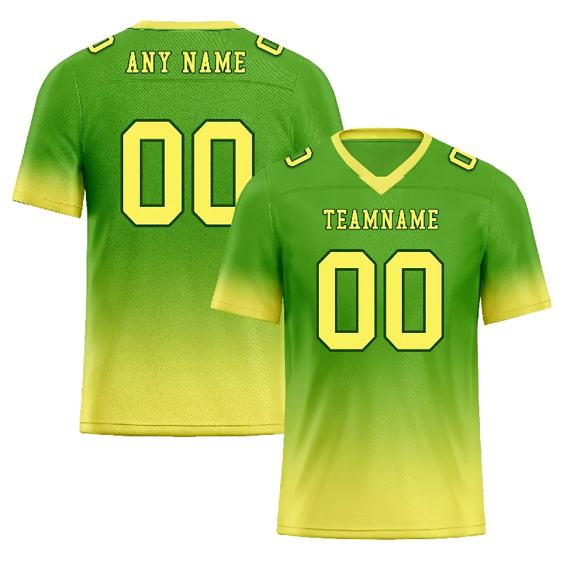 Custom soccer jersey with embroidered logos for teams-Custom Green Light Yellow Fade Fashion Personalized Authentic Football Jersey FBJ02-D06096