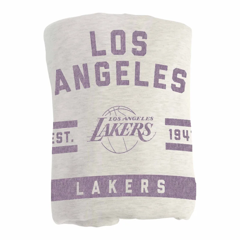 Custom team pillows for guest rooms-Los Angeles Lakers Oatmeal Sweatshirt Blanket