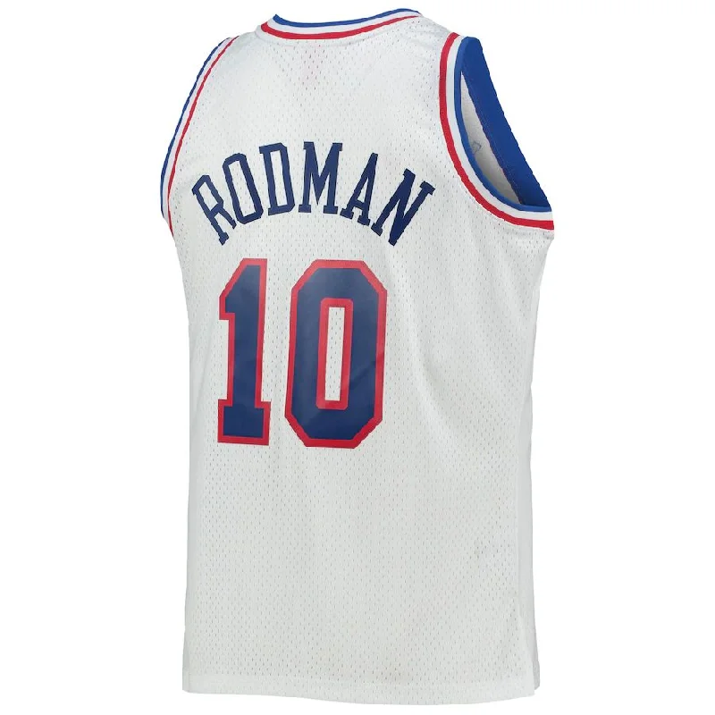 Custom team basketball jersey with sponsor logos-E.Conference #10 Dennis Rodman Mitchell & Ness Hardwood Classics 1992 All-Star Game Swingman Jersey White Stitched American Basketball Jersey