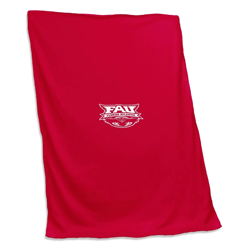 Personalized team comforters for teenage rooms-Florida Atlantic Red Sweatshirt Blanket (Screened)