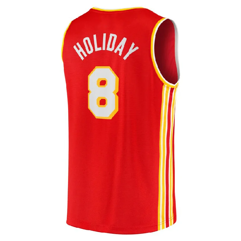 Custom basketball jersey with moisture-control fabric-A.Hawks #8 Justin Holiday Fanatics Branded Fast Break Replica Jersey Icon Edition Red Stitched American Basketball Jersey