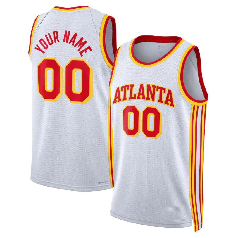 Custom basketball jersey with player number on sleeves-Custom A.Hawks Unisex 2022-23 Swingman Jersey White Statement Edition American Stitched Basketball Jersey