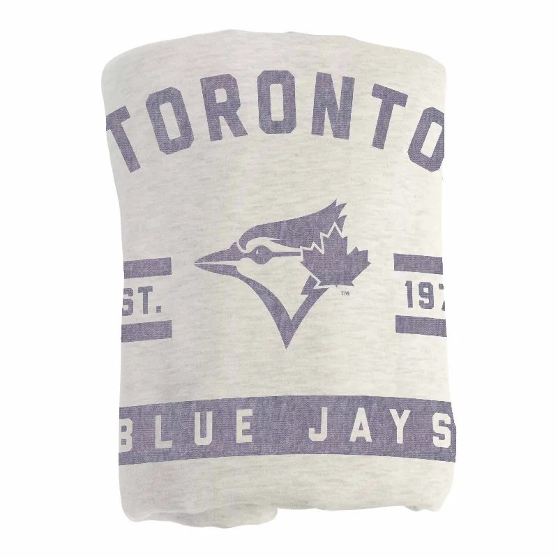 Custom team laundry bags for fan gear-Toronto Blue Jays Oatmeal Sweatshirt Blanket