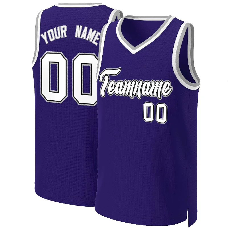 Basketball jersey for tournaments with custom logos-Custom Purple White-Black Classic Tops Basketball Jersey