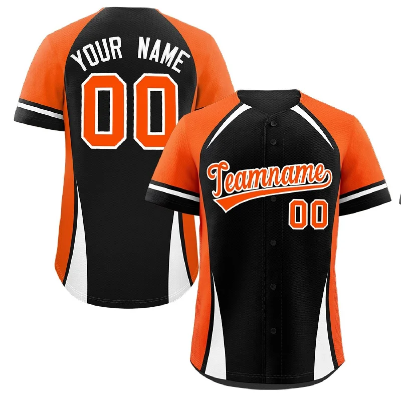 Retro baseball jerseys for collectors-Custom Black Orange-White Personalized Color Block Authentic Baseball Jersey