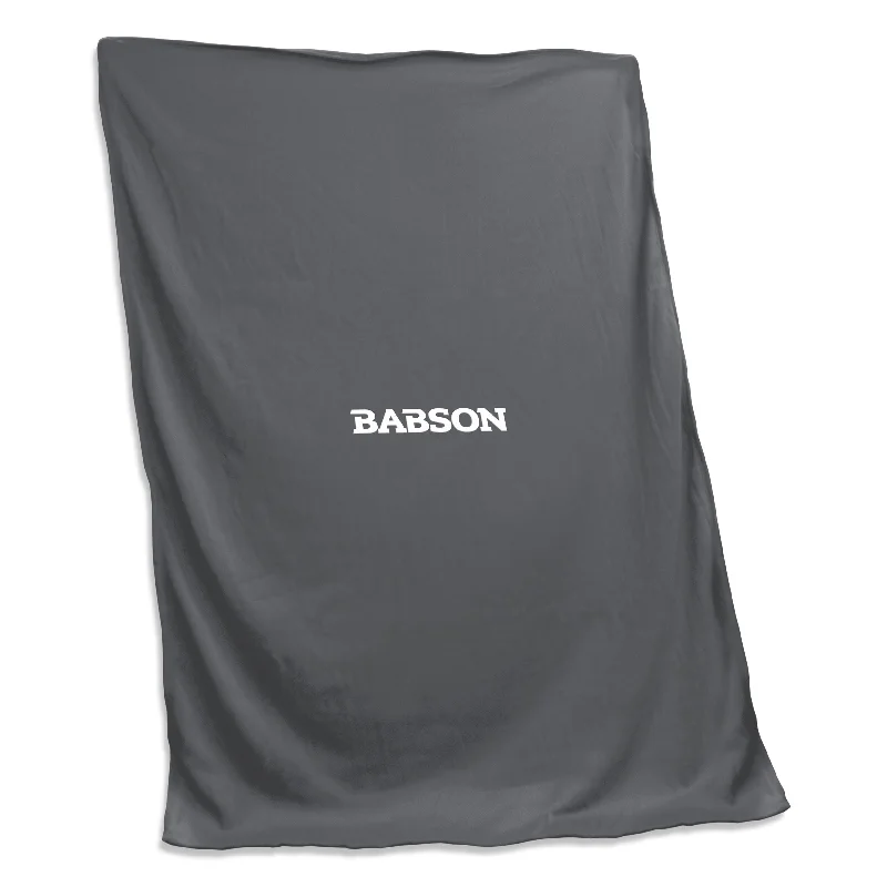 Team-themed laundry bags for sports gear-Babson College Charcoal Screened Sweatshirt Blanket