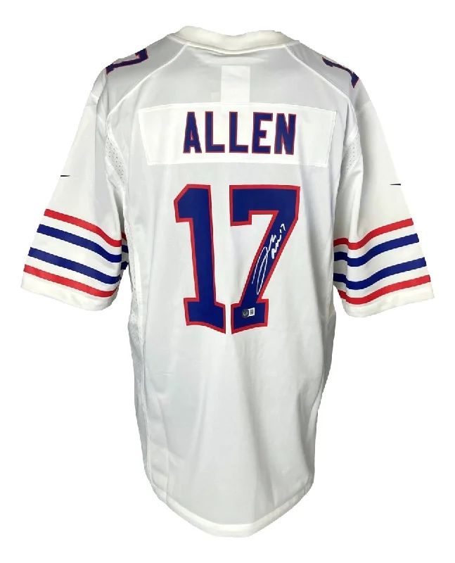 Personalized soccer jersey for youth leagues-Josh Allen Signed Buffalo Bills White Nike Game Football Jersey BAS ITP