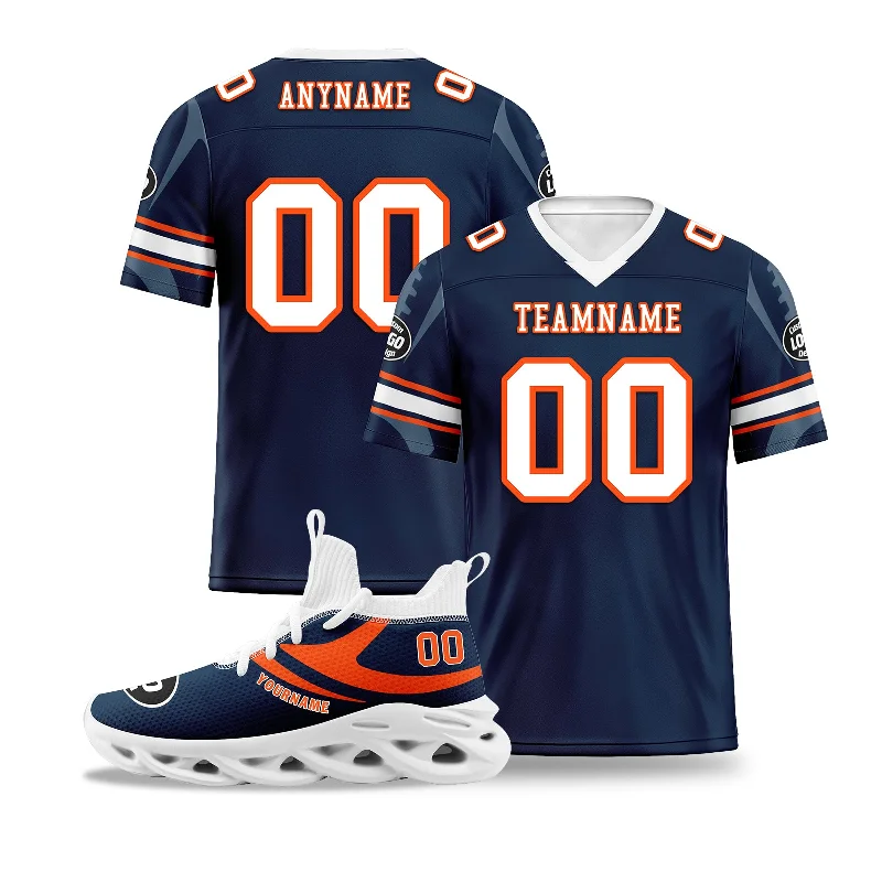 Custom soccer jersey with bright color blocking-Custom Blue Denver Football Jersey and Sports Shoes Combo Offer Personalized Combo ZH-D025008-12