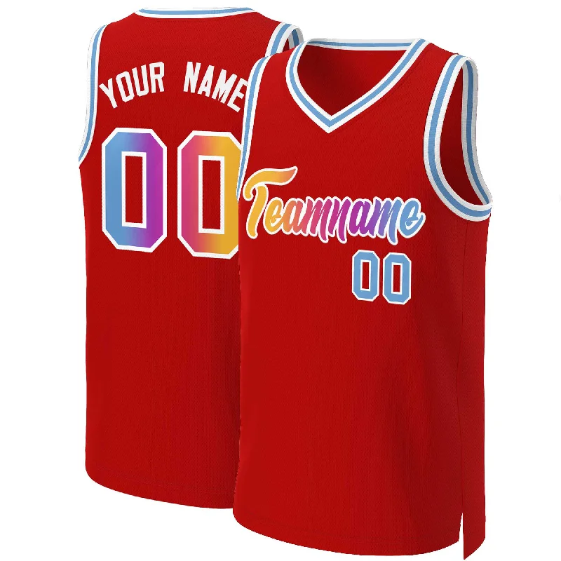 Personalized basketball jersey for end-of-season gifts-Custom Red Yellow-White Classic Gradient Fashion Tops Basketball Jersey