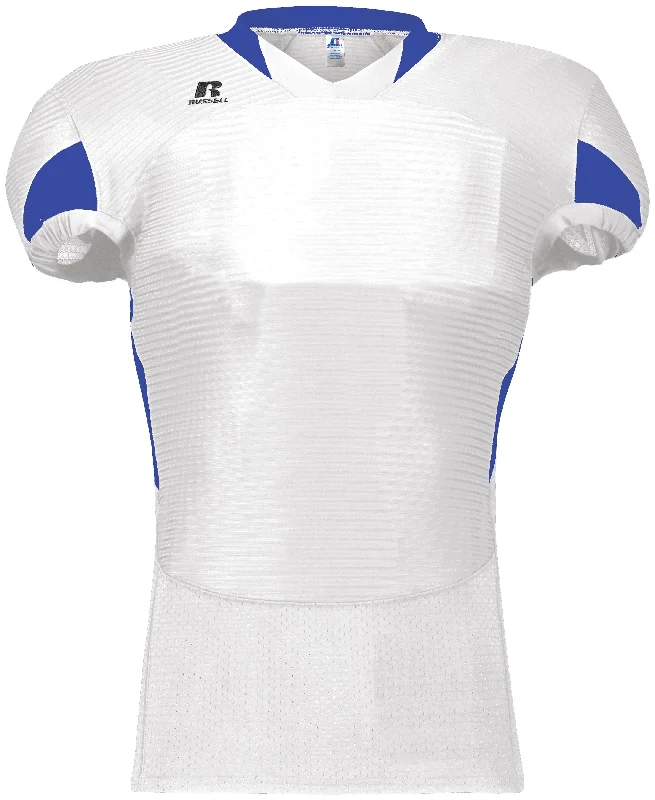 Rugby jerseys for tournaments with unique designs-Russell Waist Length White-Royal Football Jersey