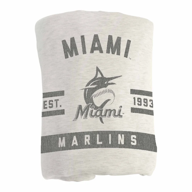 Team logo tablecloths for sports parties-Miami Marlins Oatmeal Sweatshirt Blanket