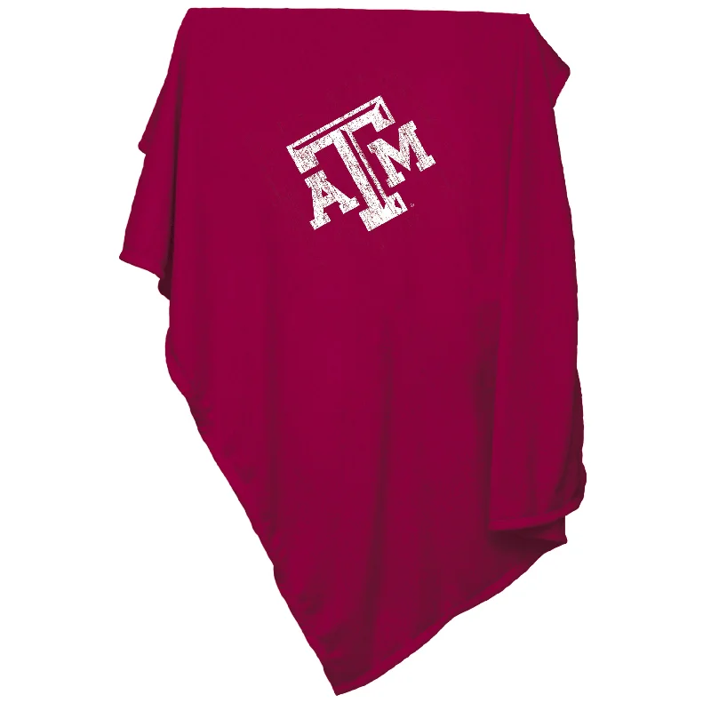 Custom team gift sets with home textiles-Texas A&M Screened Sweatshirt Blanket