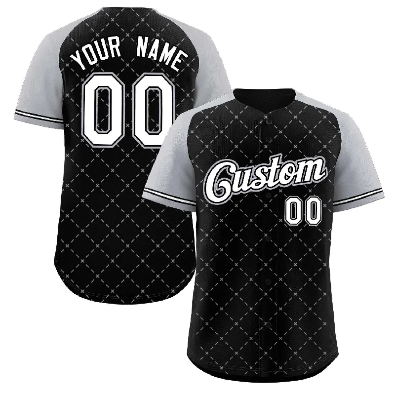 Baseball jersey with mesh paneling for air circulation-Custom Black White Black-Gray Rhombus Authentic Baseball Jersey