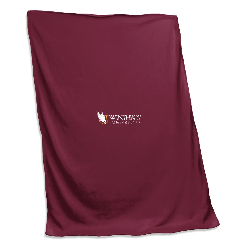 Team logo baskets for toy storage in fan rooms-Winthrop U Screened Sweatshirt Blanket